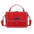 Bolso de mano de cuero rojo para mujer elegante bolso bandolera tendencia bolso pequeño - L / Rojo