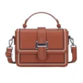 Brown women's shoulder bag stylish crossbody handbag top handle small square bag chic daily use - Dark Brown