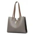 Sac cabas pour femme gris, élégant sac porté épaule business avec poignées marron. - Gris
