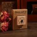 Vintage wooden stamp set with floral design, craft paper packaging, perfect for DIY crafts. - Peach Blossom