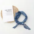 Blue lace floral triangular headscarf retro hair band fashion accessory detail view - 96*35cm / Blue