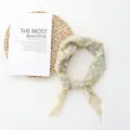 Retro floral lace triangle scarf detail view, elegant hair band for stylish daily outfits. - 96*35cm / Yellow