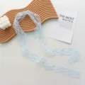 Light blue star embroidered lace ribbon choker and elegant floral narrow scarf for women. - 180*4.5cm / 03#-Blue