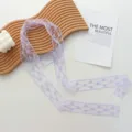 Delicate purple floral embroidered lace choker scarf, elegant narrow ribbon neck accessory. - 180*4.5cm / 01# - Purple