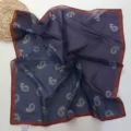 Vintage paisley printed square silk scarf lightweight women neckerchief fashion sun protection - 70x70cm / Cashew