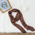 Sciarpa Twilly a pois marrone vintage lunga e stretta foulard da collo accessorio di moda chic - Versione Estesa / Marrone