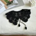 Colletto staccabile in maglia uncinetto nero colletto finto cavo vintage per abiti donna - Nero