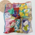 Foulard carré floral de style peinture à l'huile artistique pour femmes mode accessoire - 64*64cm / Coloré