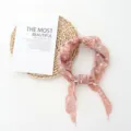 Vintage floral lace triangle headscarf for women, cute hair band and chic head wrap. - 96*35cm / Orange Pink