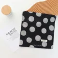 Black and white polka dot cotton scarf french vintage aesthetic hair band neck wrap - 55x55cm / Black Base White Polka Dot Style (06#-黑波)