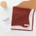 Detail view of the French retro polka dot cotton headscarf, showing 100% cotton fabric texture and label. - 55x55cm / Red Polka Dot Style (04#-红色)