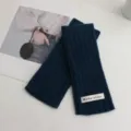 100% Pure Wool Thickened Half Finger Gloves Winter Warm Knit Wrist Guards Unisex Style - 24*9 / Blue