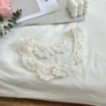 Hand-crocheted solid color lace false collar detail, Korean style decorative collar. - White