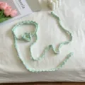 Handgemachte gestrickte Blumen schöner dünner Schal Damen schmaler Halstuch Dekoration - Grün