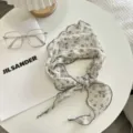 Foulard triangolare floreale giapponese donna primavera versatile letterario decorativo - Bianco