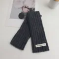 Dark gray 100% wool ribbed fingerless gloves autumn winter warm comfortable arm wrist warmers. - 24*9 / 03#-Dark Grey