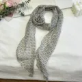 Vrouwen mode 3D bloem lange zijde sjaal, elegante bloemige nek accessoire voor lente herfst dagelijks. - Witte & Koffie Bloemen