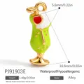 Green cocktail glass enamel pendant alloy DIY jewelry accessory lightweight cute sweet style - Cocktail Style (PJ91903E)