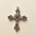 Sweet style pink rhinestone cross pendant necklace y2k gothic jewelry charm accessory for women - Blue Cross Pendant Only (Without Chain)