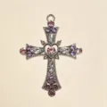 Y2K Gothic pink purple rhinestone cross pendant necklace sweet cool style aesthetic jewelry - Pink Pendant Only (Without Chain)