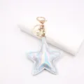 PU leer ster sleutelhanger pentagram tas bedel rugzak accessoire detail weergave - Ster Sleutelhanger / Irriserend Zilverwit