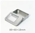 Silberne rechteckige Blechdose mit durchsichtigem Deckel, Mini Metall Aufbewahrungsbox. - Teilfenster / Transparenter Fensterdeckel Stil / 88*60*18mm / Silber