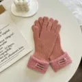 Dames herfst winter roze gebreide handschoenen met pluche manchet warm schattig casual chic - Roze (01#)