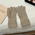 Warme winter gebreide handschoenen met verdikte polsboord en zacht effen kleurendesign. - Khaki