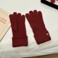 Dames winter warme gebreide handschoenen donkerrood effen dikke touchscreen handschoen - Bordeauxrood