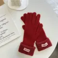 Dames rode winter gebreide handschoenen warme vingerhandschoenen stijlvolle koude bescherming - Rood (08#)