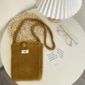 Handgemachte Strick Mini Handytasche in Senfgelb Süße Freizeittasche Detailansicht - Senfgelb (5#)