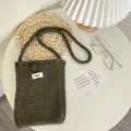 Koreanische ins Herbst Winter handgemachte Strick Mini Handy Umhängetasche süß lässig - Dunkelgrün (6#)