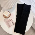 Jambières en tricot noir pour femmes chaussettes longues thermiques d'hiver accessoire chic - Noir