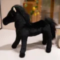 Black simulation horse plush toy standing pony doll soft stuffed animal children gift - 25cm / Black Horse