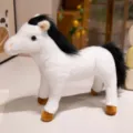 Cute white simulation horse plush toy, standing pony stuffed doll for kids and home decor. - 25cm / White Horse