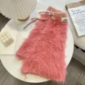 Scaldamuscoli in maglia soffice rosa comodi invernali peluche accessori streetwear - 40cm x 26cm / Rosso anguria