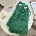 Scaldamuscoli in maglia soffice verde da donna invernali accoglienti pelliccia sintetica - 40cm x 26cm / Verde Brillante