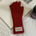 Knitted long touch screen gloves featuring a stylish letter label for winter warmth. - 30*10cm / 09#