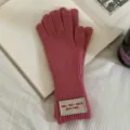 Cozy winter long wool blend touchscreen knit gloves with stylish cuff embroidery detail. - 30*10cm / 08#
