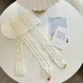 Cinta de encaje bordada blanca para accesorios de costura DIY y cuello de Hanfu chino tradicional. - 130x5cm / Floral Blanco