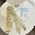 Green pink embroidered lace ribbon trim DIY sewing garment accessories curtain craft decor - Silk Scarf 3