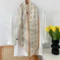 Elegant floral skinny scarf neck ribbon for women chic bag tie hair band multi-purpose detail view - Flower-11