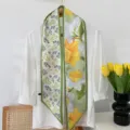 Elegant green floral silk scarf detail, featuring double-sided botanical and floral prints. - Flower-4