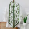 Elegant green floral skinny silk scarf twilly ribbon for bag hair neck accessory detail. - Flower-3