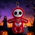 Poupée en peluche squelette rouge d'Halloween, joli pendentif de sac effrayant pour femmes. - Rouge