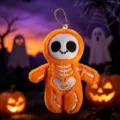 Halloween orange crâne peluche porte-clés mignon charme de sac pendentif vacances cadeau - Orange
