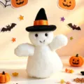 Mignon jouet en peluche fantôme d'Halloween avec chapeau de sorcière, cadeau pour enfants. - 19cm Pendentif Fantôme