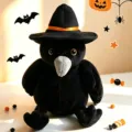Halloween corbeau noir peluche chapeau de sorciere animal en peluche cadeau de fete - 24cm Corbeau