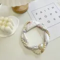 Fashion pearl silk scarf for women, elegant floral neckerchief with magnetic clasp. - Pearl Scarf-15