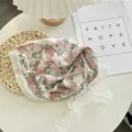 French vintage floral lace triangle headscarf, beige hairband with sweet ties for daily wear. - Triangle Scarf Style 4